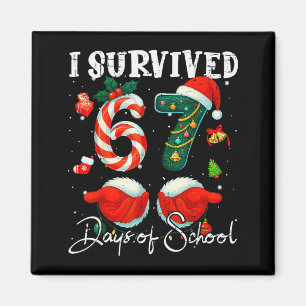 I Survived 67 Days Of School Christmas Candy Cane Magnet