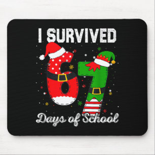 I Survived 67 Days Of School Christmas Candy Cane Mouse Mat