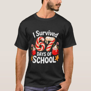 I Survived 67 Days Of School Christmas Candy Cane T-Shirt