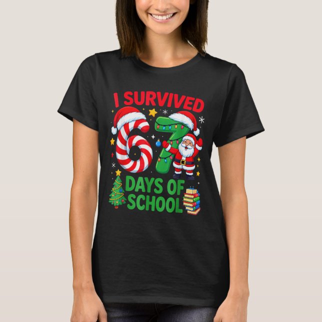 I Survived 67 Days Of School Christmas Candy Cane  T-Shirt (Front)