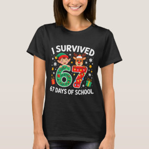 I Survived 67 Days Of School Christmas Candy Cane T-Shirt