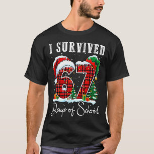 I Survived 67 Days Of School Christmas Candy Cane T-Shirt