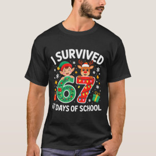 I Survived 67 Days Of School Christmas Candy Cane T-Shirt