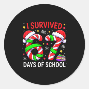 I Survived 67 Days Of School Christmas  Classic Round Sticker
