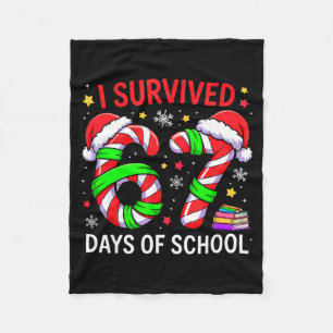 I Survived 67 Days Of School Christmas Fleece Blanket