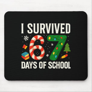 I Survived 67 Days Of School Christmas Red Plaid F Mouse Mat