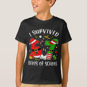 I Survived 67 Days Of School Christmas Santa Teach T-Shirt
