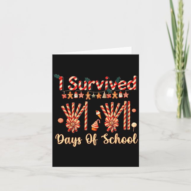 I Survived 67 Days Of School Christmas Teacher Can Card (Front)