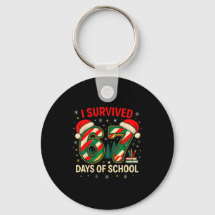 I Survived 67 Days Of School Christmas Teacher  Key Ring