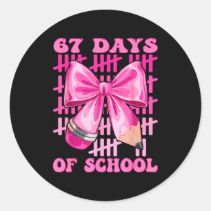 I Survived 67 Days Of School Cool Teacher Design  Classic Round Sticker