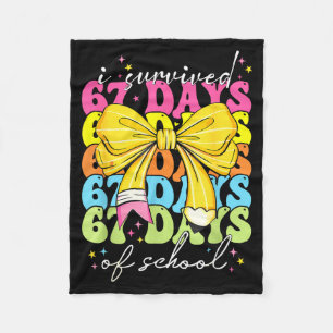 I Survived 67 Days Of School Coquette Bow Student  Fleece Blanket
