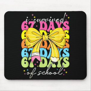 I Survived 67 Days Of School Coquette Bow Student Mouse Mat