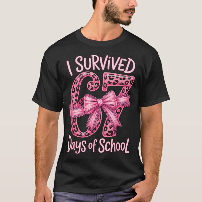 I Survived 67 Days Of School Coquette Girls Women  T-Shirt (Front)