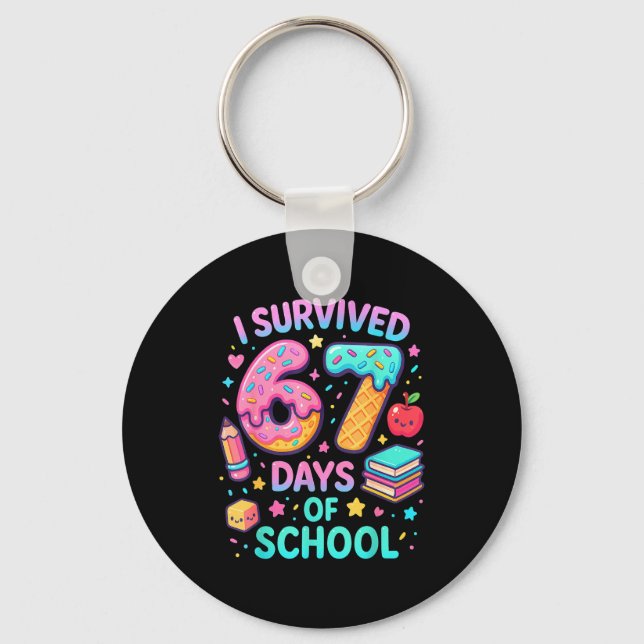 I Survived 67 Days Of School Cute Kid Six Seven Ce Key Ring (Front)