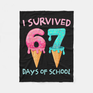 I Survived 67 Days Of School Cute Math Teacher Fun Fleece Blanket