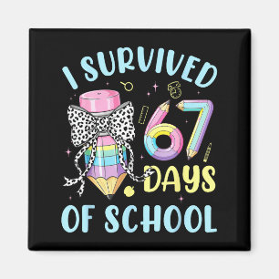 I Survived 67 Days Of School Cute Pastel Pencil Bo Magnet