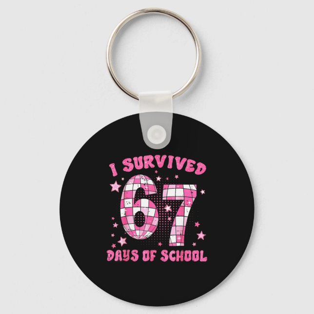 I Survived 67 Days Of School Cute Teacher Six Seve Key Ring (Front)