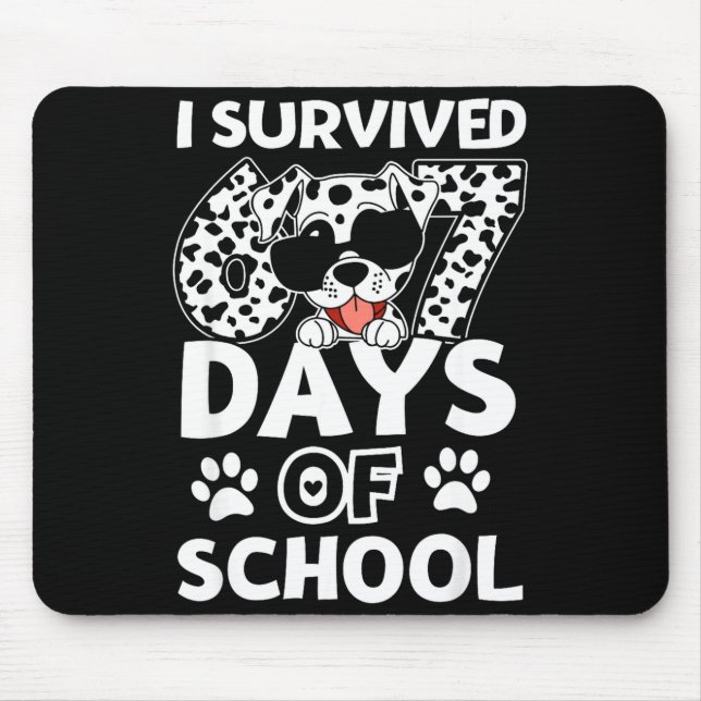 I Survived 67 Days Of School Dabbing Dalmatian Dog Mouse Mat (Front)