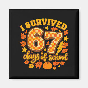 I Survived 67 Days Of School Fall Leaves Cute Autu Magnet