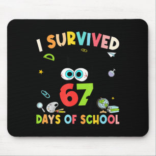 I Survived 67 Days Of School For Kids Girl Teacher Mouse Mat