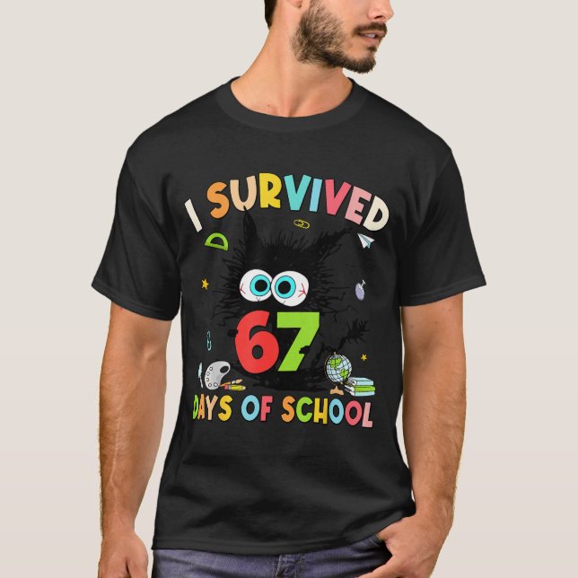 I Survived 67 Days Of School For Kids Girl Teacher T-Shirt (Front)