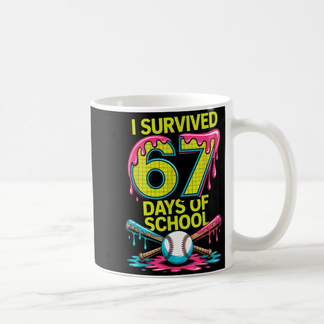 I Survived 67 Days Of School Funny 67 Baseball Sli Coffee Mug (Right)