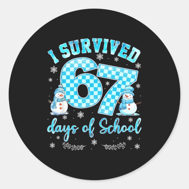 I Survived 67 Days Of School Funny 67 Meme Christm Classic Round Sticker (Front)