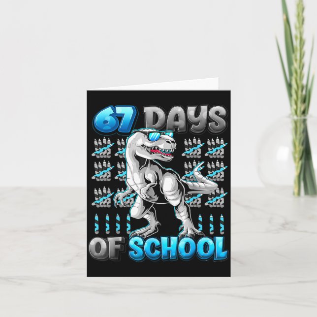 I Survived 67 Days Of School Funny 67 Meme Dinosau Card (Front)