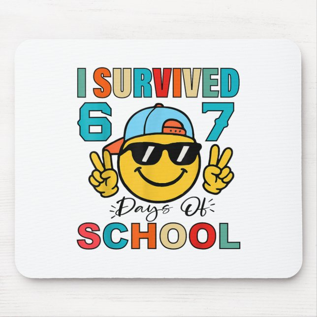 I Survived 67 Days Of School Funny 67 Meme Student Mouse Mat (Front)