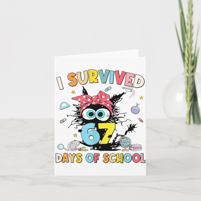 I Survived 67 Days Of School Funny 67 Meme Teacher Card (Front)