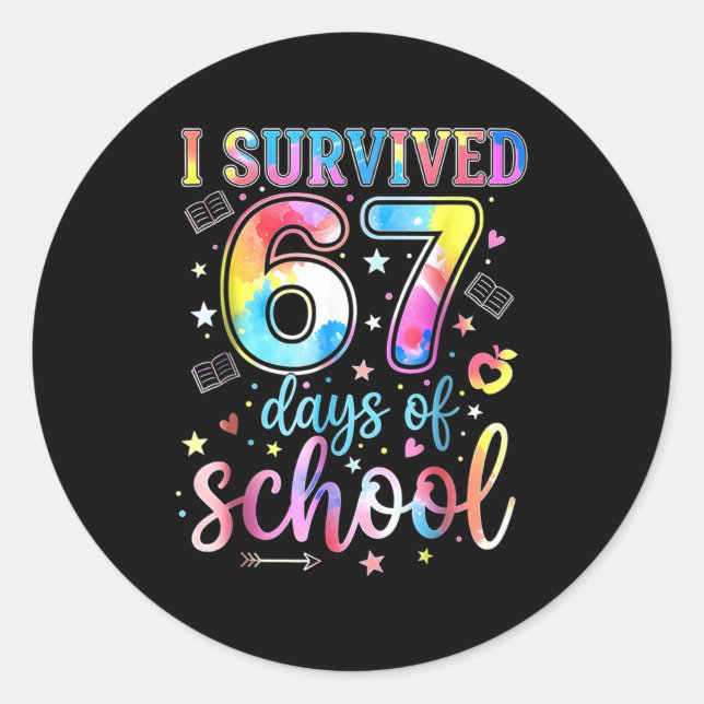 I Survived 67 Days Of School Funny 67 Meme Teacher Classic Round Sticker (Front)