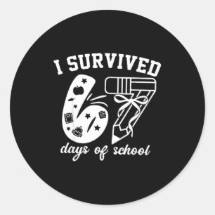 I Survived 67 Days Of School Funny 67 Meme Teacher Classic Round Sticker