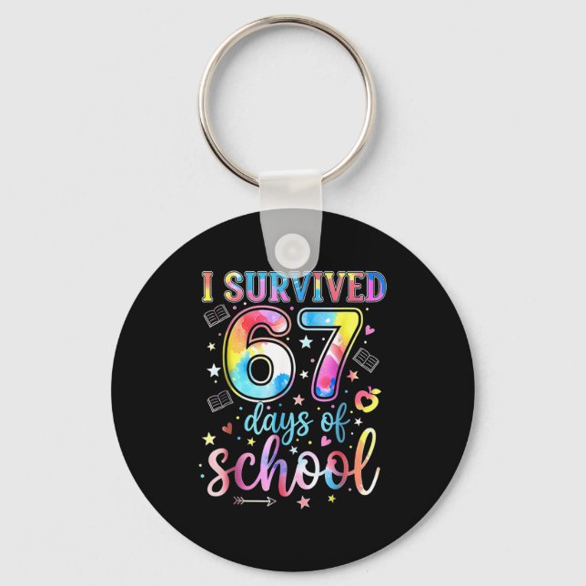 I Survived 67 Days Of School Funny 67 Meme Teacher Key Ring (Front)