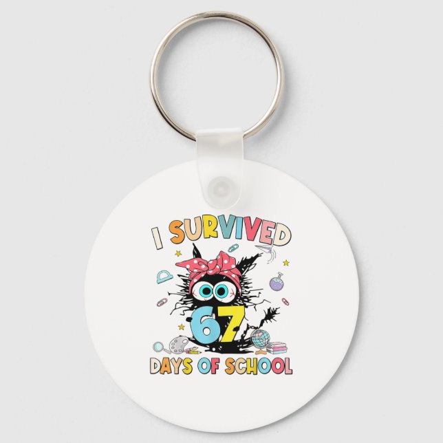 I Survived 67 Days Of School Funny 67 Meme Teacher Key Ring (Front)