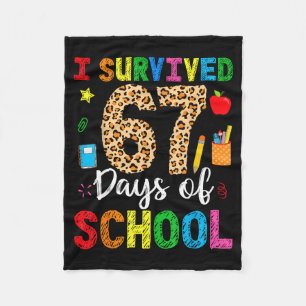 I Survived 67 Days Of School Funny 67 Teacher Stud Fleece Blanket