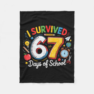 I Survived 67 Days Of School Funny 6 7 Meme Teache Fleece Blanket