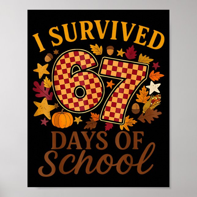 I Survived 67 Days Of School Funny 6 7 Teachers Th Poster (Front)