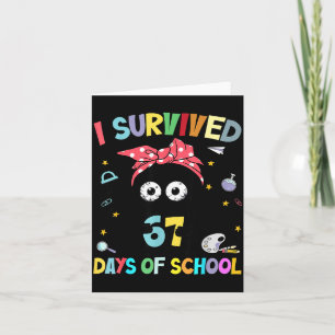 I Survived 67 Days Of School Funny Black Cat Six S Card