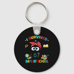 I Survived 67 Days Of School Funny Black Cat Six S Key Ring