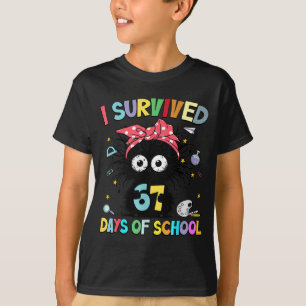 I Survived 67 Days Of School Funny Black Cat Six S T-Shirt