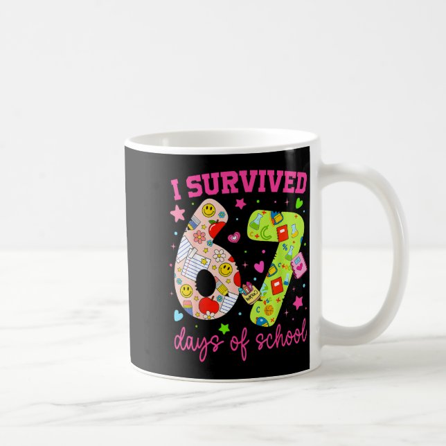 I Survived 67 Days Of School Funny Camouflage Boy  Coffee Mug (Right)