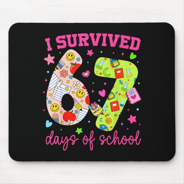I Survived 67 Days Of School Funny Camouflage Boy  Mouse Mat (Front)