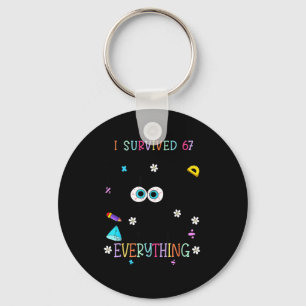 I Survived 67 Days Of School Funny Cat Six Seven M Key Ring