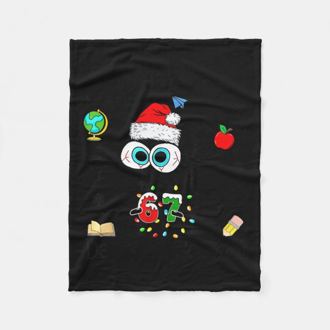 I Survived 67 Days Of School Funny Christmas Black Fleece Blanket (Front)