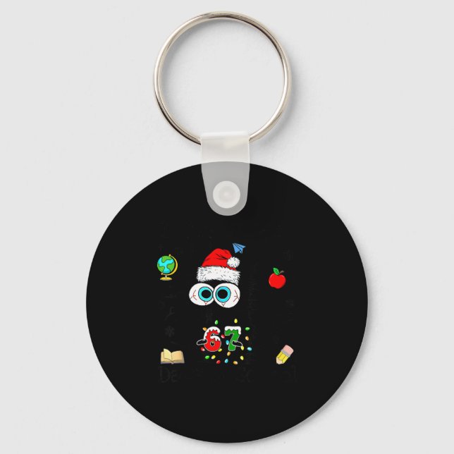 I Survived 67 Days Of School Funny Christmas Black Key Ring (Front)