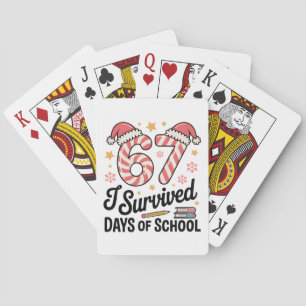 I Survived 67 Days of School Funny Christmas Playing Cards