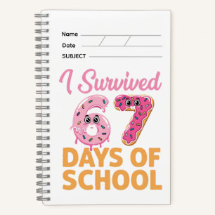 I Survived 67 Days of School Funny Donut  Notebook
