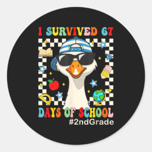 I Survived 67 Days Of School Funny Goose Boys 2nd Classic Round Sticker