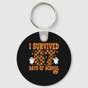 I Survived 67 Days Of School Funny Halloween Ghost Key Ring