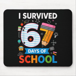I Survived 67 Days Of School Funny Kids Teacher St Mouse Mat